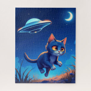 Niedlich Kitten Chased durch ein UFO Puzzle