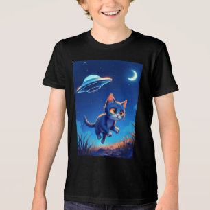 Niedlich Kitten Chased durch ein UFO Tri-Blend Shirt