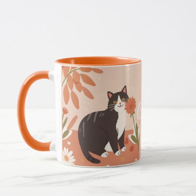 Niedlich Kitten Chat Kaffee Personalisiert Tasse (Links)