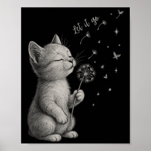Niedlich Kitten Dandelion Blume Katze Gelassen Go Poster