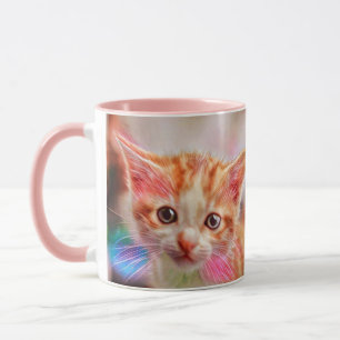 Niedlich Kitten Face Ginger Cat Sketch Tasse