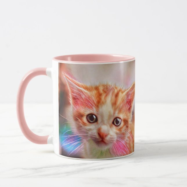 Niedlich Kitten Face Ginger Cat Sketch Tasse (Links)