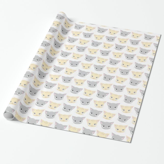 Niedlich Kitten Face Pattern Chat Lover Geschenkpapier (Ungerollt)