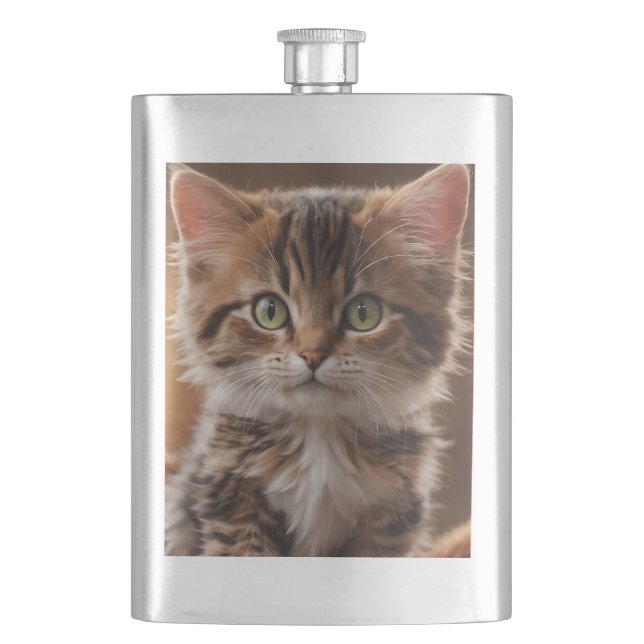 Niedlich Kitten Flachmann (Vorderseite)
