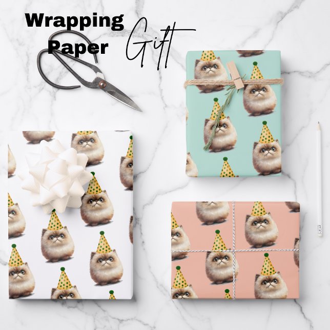 Niedlich Kitten Geburtstag Geschenkpapier Set (Cute Kitten Birthday Wrapping Paper Sheets)