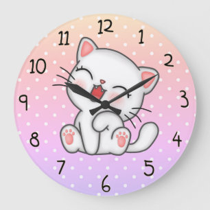 Niedlich Kitten Große Wanduhr