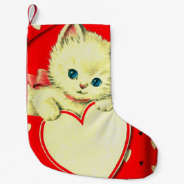 Niedlich Kitten Herz Vintag Katzenuntergang Retro  Kleiner Weihnachtsstrumpf