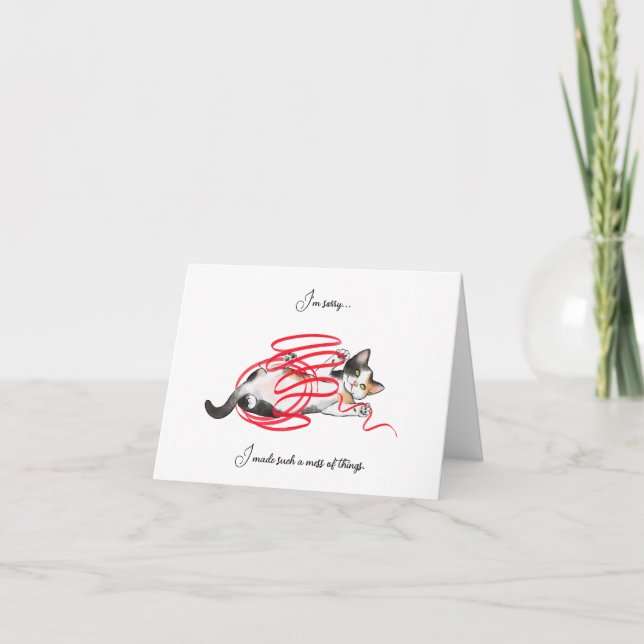 Niedlich Kitten Ich bedaure, Blank Grußkarte Karte (Vorderseite)