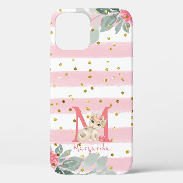Niedlich Kitten Illustration Sweet Monogram Case M (Rückseite)
