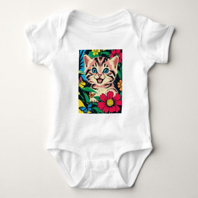 Niedlich Kitten im Pop Art Painting Style Baby Strampler (Vorderseite)