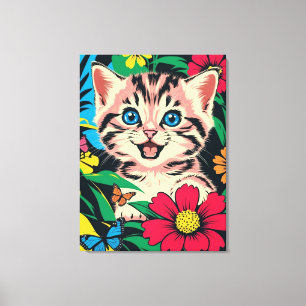 Niedlich Kitten im Pop Art Painting Style Leinwand