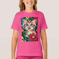 Niedlich Kitten im Pop Art Painting Style T - Shir