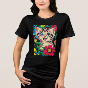 Niedlich Kitten im Pop Art Painting Style Tri-Blend Shirt