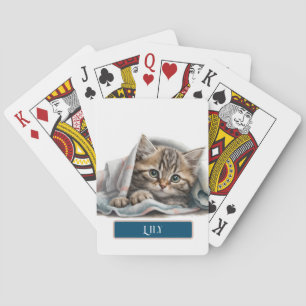 Niedlich Kitten in Blanket personalisieren Spielkarten