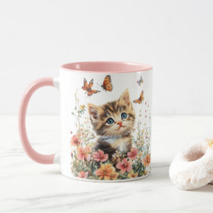Niedlich Kitten in Blume - Adorable Cat Tasse