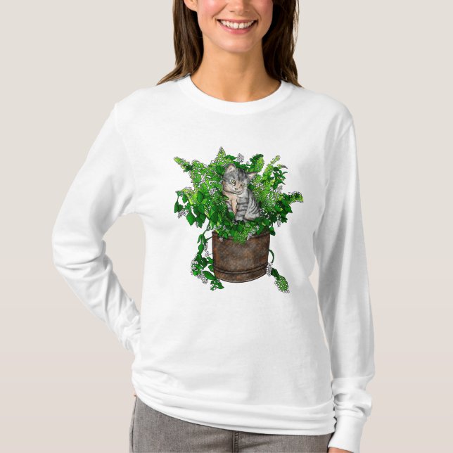 Niedlich Kitten in Catnip Pot T-Shirt (Vorderseite)