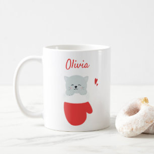 Niedlich Kitten in einem Mitten - Custom Girls Wei Kaffeetasse