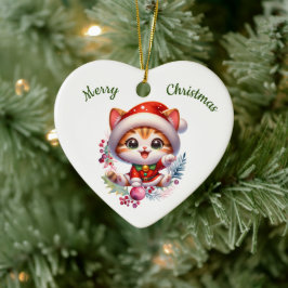 Niedlich Kitten in Santa Costume Weihnachten Keramik Ornament