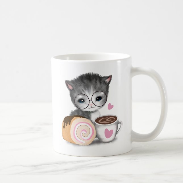 Niedlich Kitten Kaffee Süßkuchen Tasse (Rechts)
