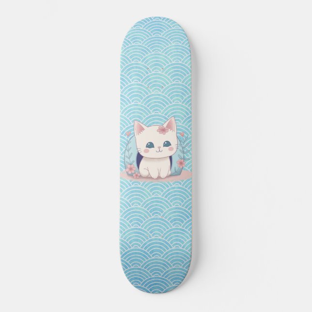 Niedlich Kitten Kawaii Skateboard (Vorderseite)