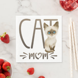 Niedlich Kitten Kitten Mama Watercolor Siamese Kat Serviette