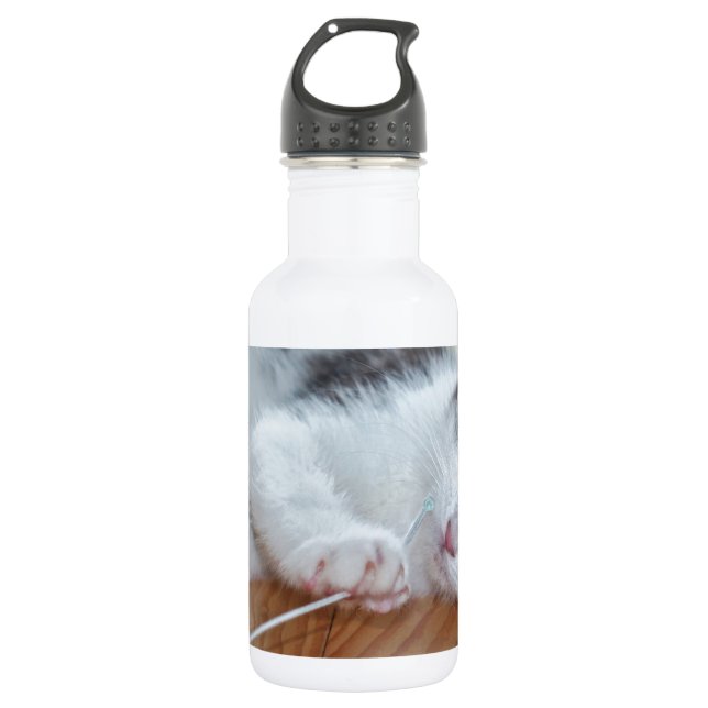 Niedlich Kitten mit String Edelstahlflasche (Vorderseite)