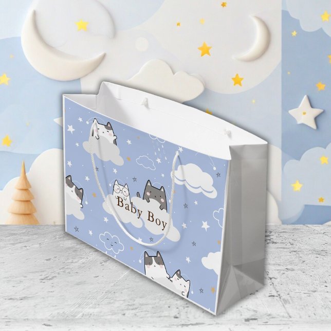 Niedlich Kitten Pattern Blau Große Geschenktüte (Von Creator hochgeladen)
