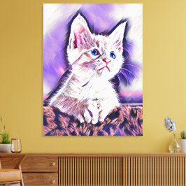 Niedlich Kitten Portrait Digitale Kunst Leinwanddruck