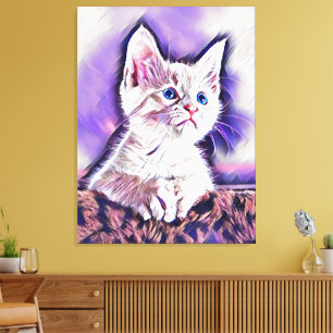 Niedlich Kitten Portrait Digitale Kunst Leinwanddruck