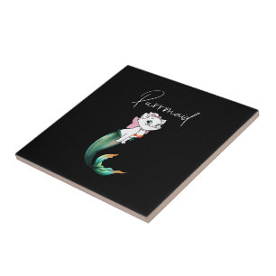 Niedlich Kitten Purrmaid - Fun Mermaid Cat Design Fliese