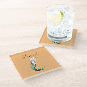 Niedlich Kitten Purrmaid - Fun Mermaid Cat Design Glasuntersetzer