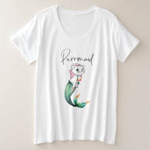 Niedlich Kitten Purrmaid - Fun Mermaid Cat Design Große Größe T-Shirt