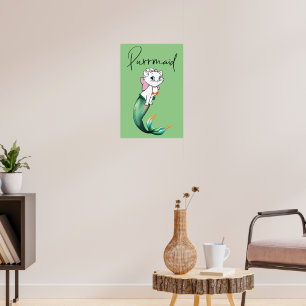 Niedlich Kitten Purrmaid - Fun Mermaid Cat Design Poster