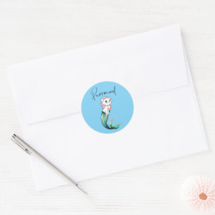 Niedlich Kitten Purrmaid - Fun Mermaid Cat Design Runder Aufkleber