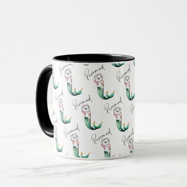 Niedlich Kitten Purrmaid - Fun Mermaid Cat Design Tasse (Vorderseite Links)