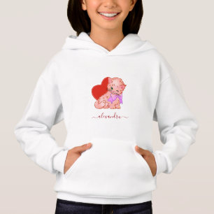 Niedlich Kitten Red Heart & Girls Name Sweet Liebe Hoodie