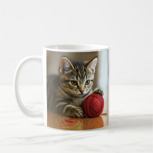 Niedlich Kitten Red Yarn Kaffeetasse
