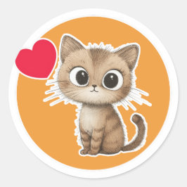 Niedlich Kitten Runder Aufkleber