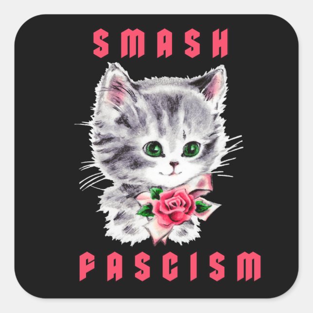 Niedlich Kitten - Schmutz Faschismus Quadratischer Aufkleber (Vorderseite)