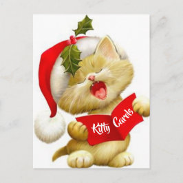 Niedlich Kitten Singen Weihnachts-Caroler Postcard Feiertagspostkarte