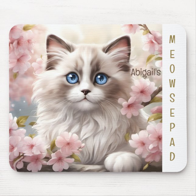 Niedlich Kitten Spring Pink Sakura Name Mousepad (Vorne)