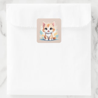 Niedlich Kitten Square Stickers