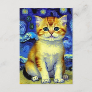 Niedlich Kitten Starry Night Van Gogh Begleitkarte