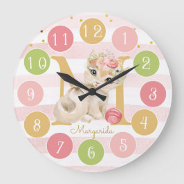 Niedlich Kitten Sweet Monogram Farbige große Uhr