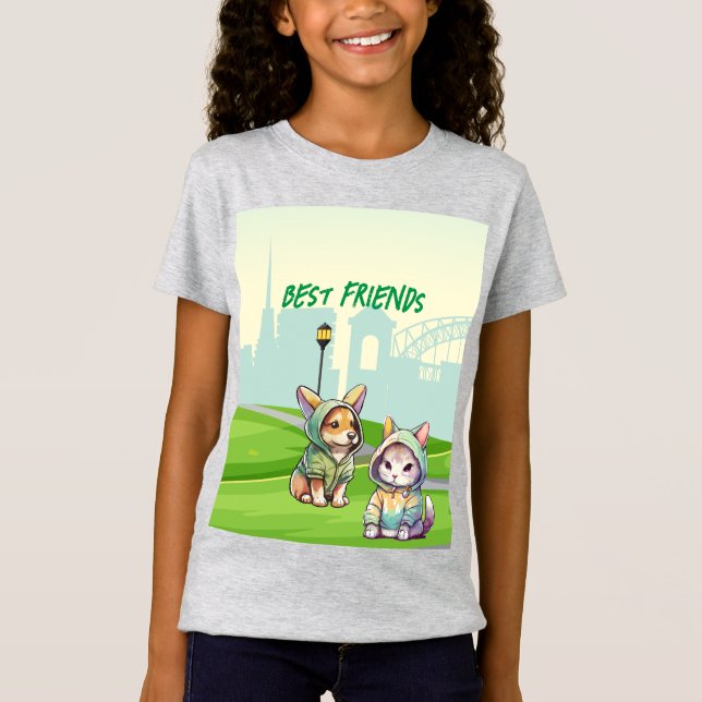 Niedlich Kitten und der beste Freund T-Shirt (Vorderseite)