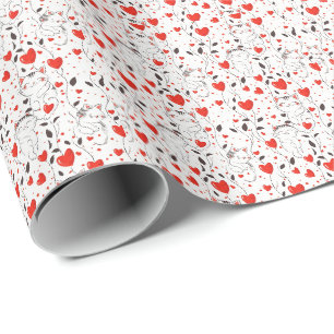 Niedlich Kitten und Rotes Herz - Wrappin am Valent Geschenkpapier