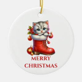 Niedlich Kitten Weihnachten Keramik Ornament