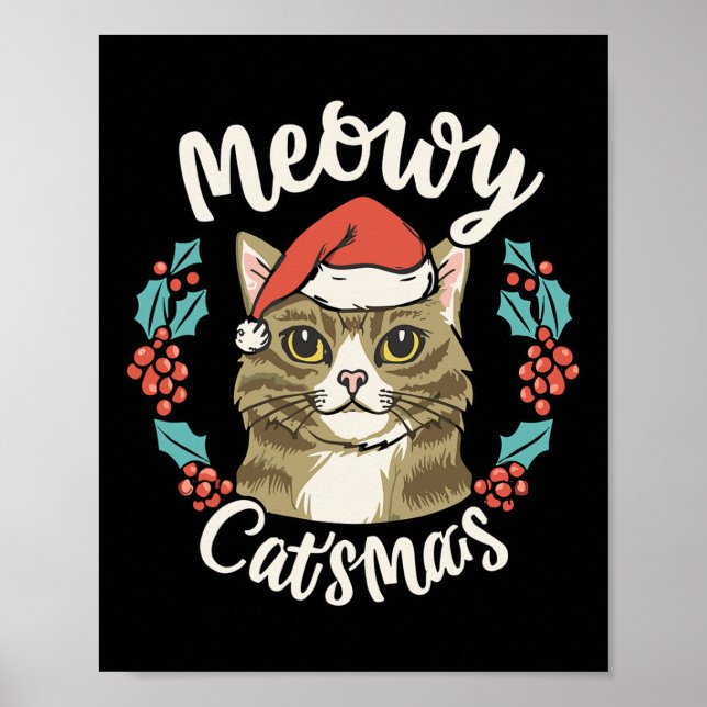 Niedlich Kitten Weihnachts-Weihnachtsmannmütze Meo Poster (Vorne)