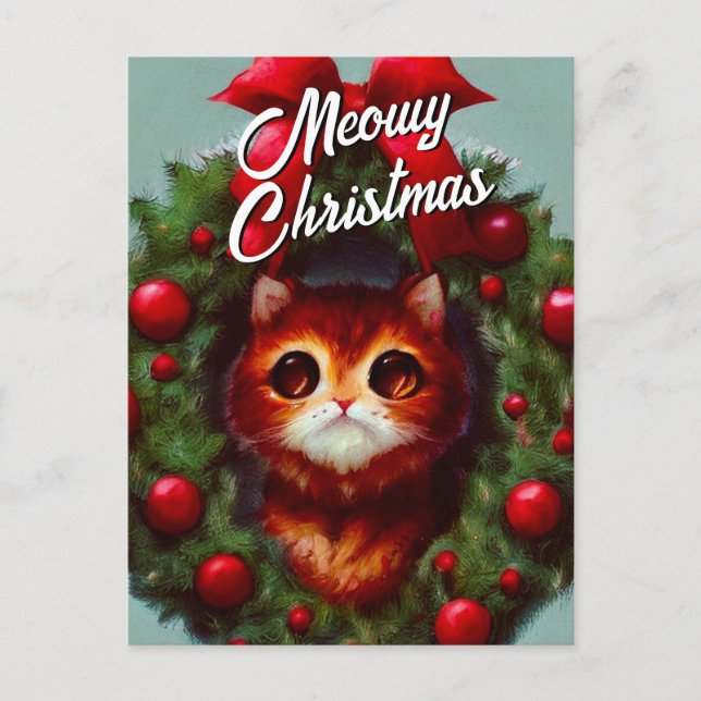 Niedlich Kitten Weihnachtsfeiertag Postkarte (Vorderseite)