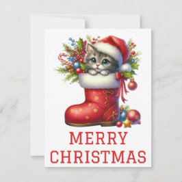 Niedlich Kitten Weihnachtskarte Feiertagskarte